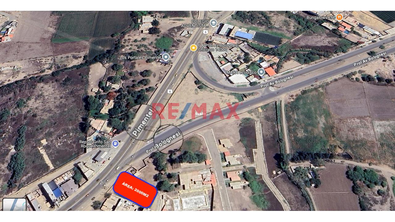 Se Alquila Terreno De 2000M2 Prol. Bolognesi Y Carretera Pimentel -Chiclayo